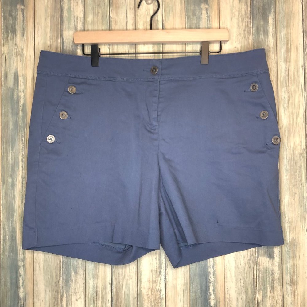 Isaac Mizrahi Zipper Fly Hi-Waist Shorts Blue 16